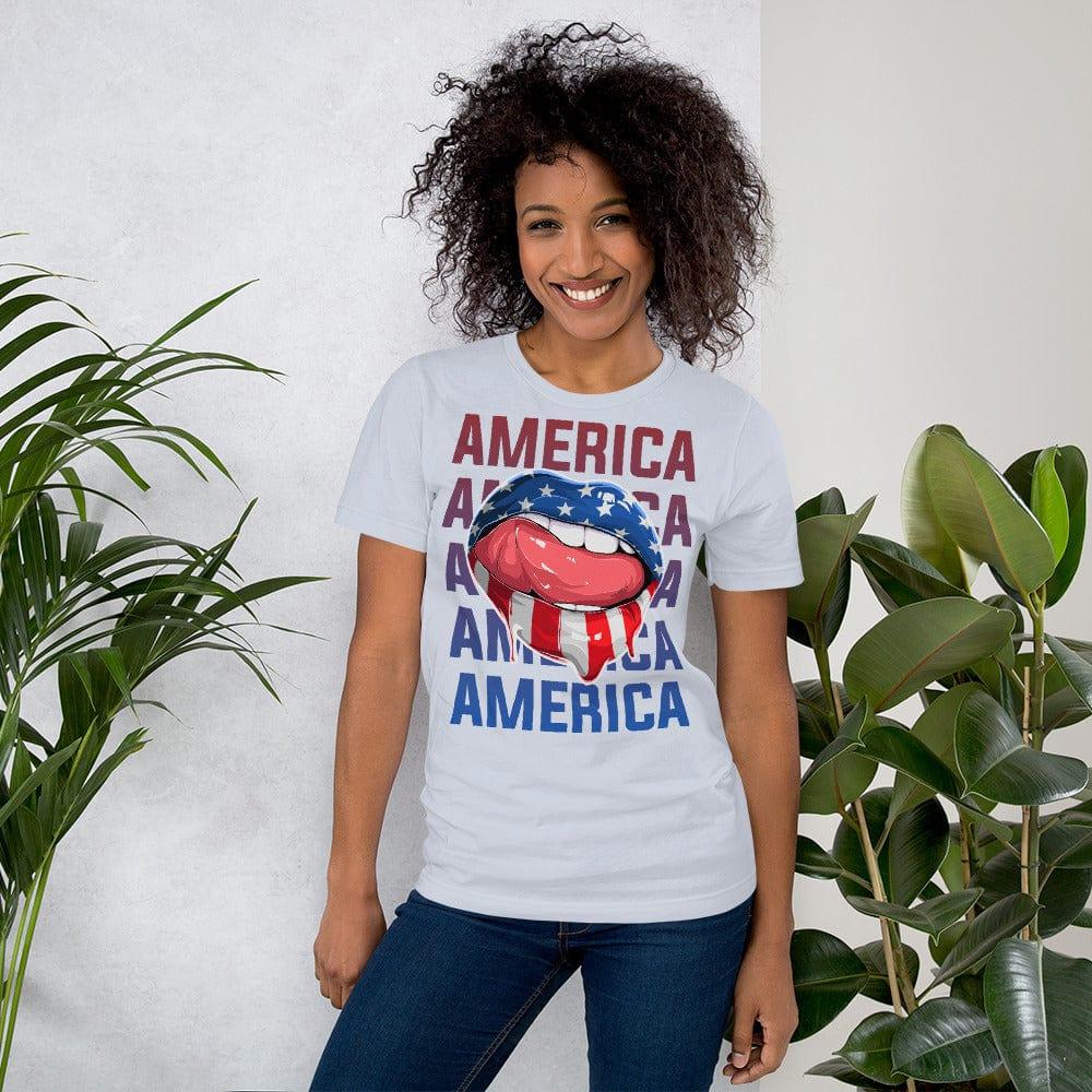 Tactical Gear Junkie Light Blue / XS American Flag Lips - Unisex t-shirt