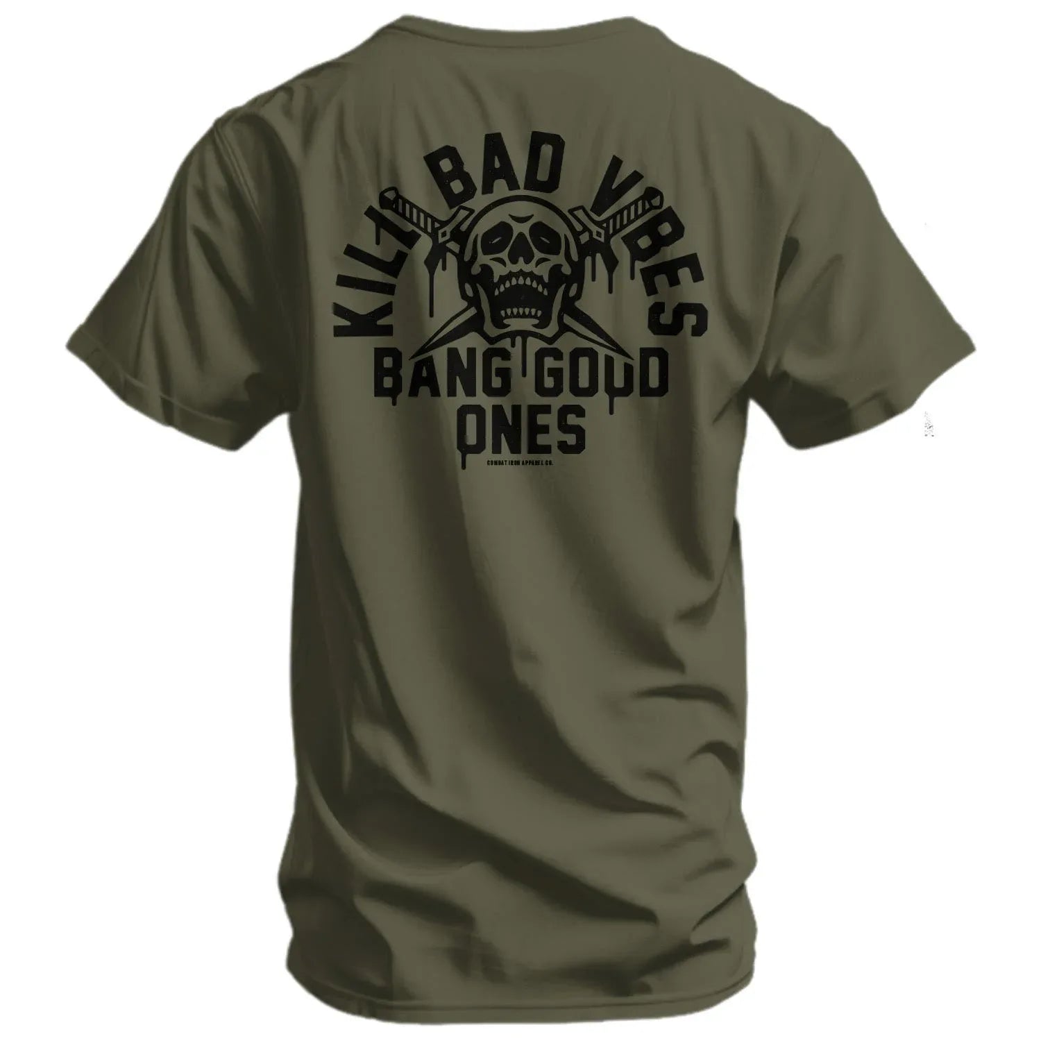Kill Bad Vibes. Bang Good Ones Skull Men's T-Shirt - Combat Iron Apparel Co.