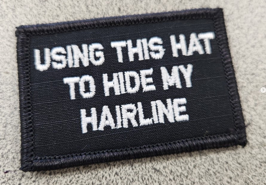 ASOS - Using This Hat To Hide My Hairline - 2x3 Patch - Black w/White