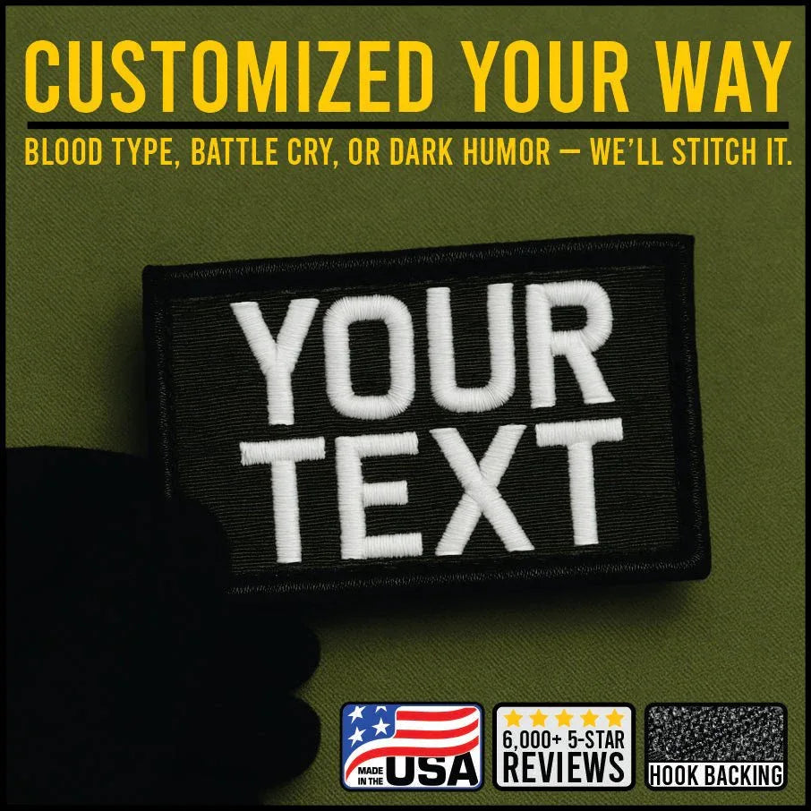 Custom Text Patch - 2x3 - Easily Create your own patches! Add your text, choose the colors and done!