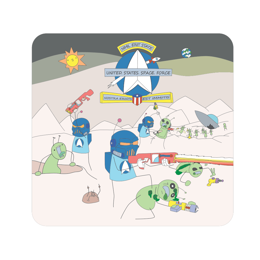 Tactical Gear Junkie Stickers Sketch's World © Space Force Aliens - 3.5x3.5 inch Sticker