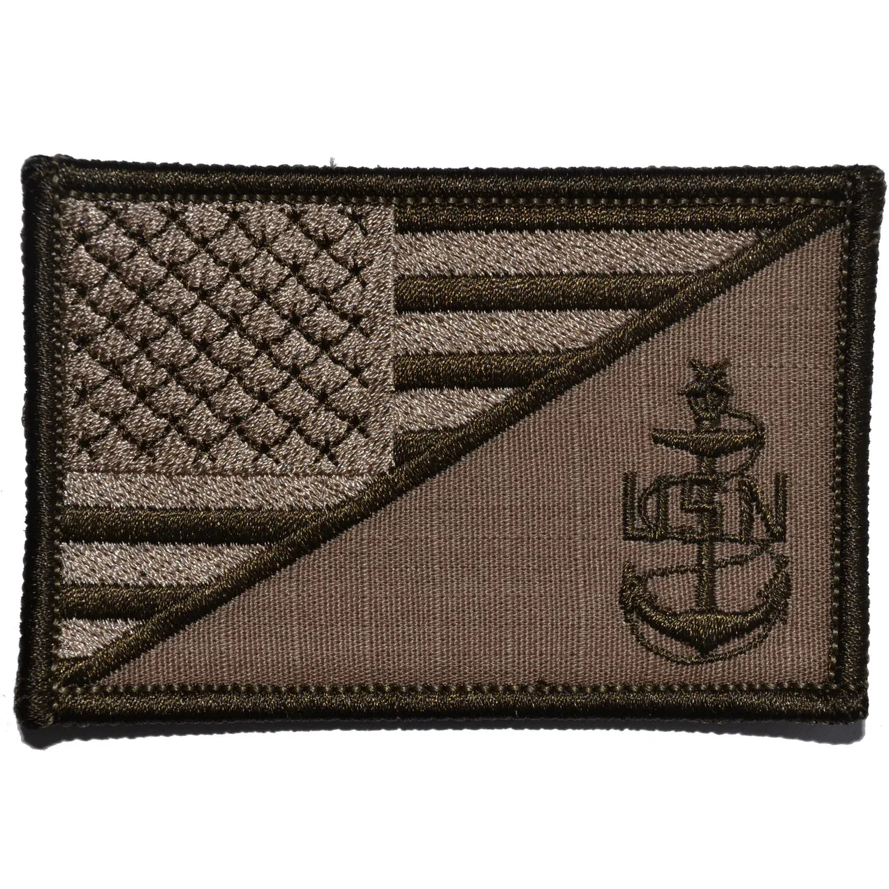 Tactical Gear Junkie Patches Coyote Brown Navy SCPO Senior Chief Petty Officer USA Flag - 2.25x3.5 Patch