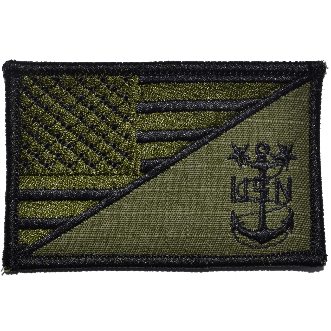 Tactical Gear Junkie Patches Olive Drab Navy MCPO Master Chief Petty Officer USA Flag - 2.25x3.5 inch Patch