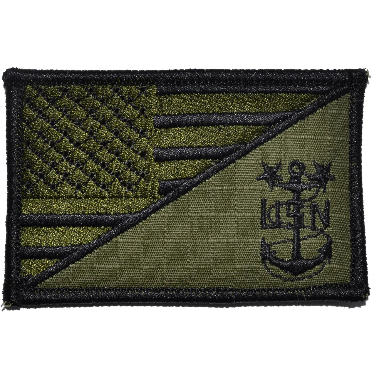Tactical Gear Junkie Patches Olive Drab Navy MCPO Master Chief Petty Officer USA Flag - 2.25x3.5 inch Patch