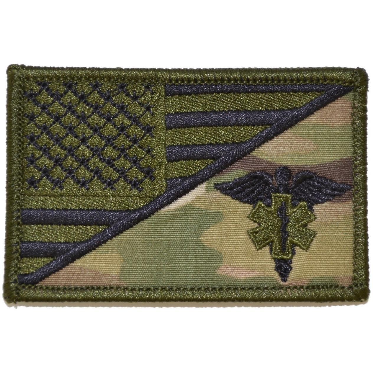 Tactical Gear Junkie Patches MultiCam EMT Caduceus Star of Life USA Flag - 2.25x3.5 Patch