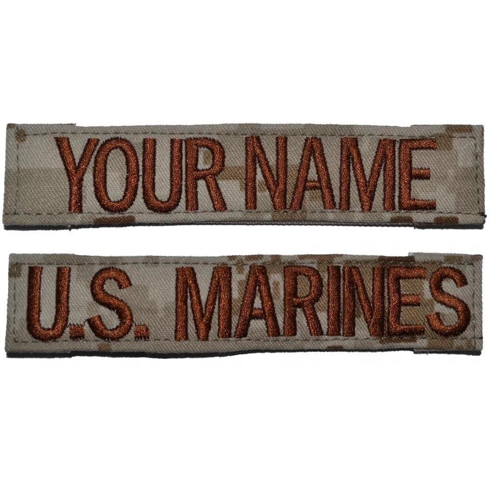 Tactical Gear Junkie Name Tapes 2 Piece Custom Name Tape Set w/ Hook Fastener Backing - Desert Marpat