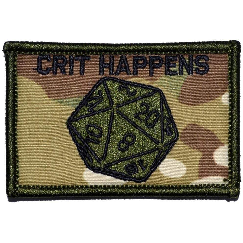 Tactical Gear Junkie Patches MultiCam Crit Happens 20 Sided Die - 2x3 Patch