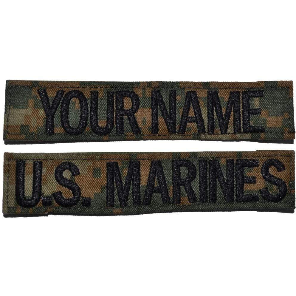 Tactical Gear Junkie Name Tapes 2 Piece Custom Name Tape Set w/ Hook Fastener Backing - Woodland Marpat