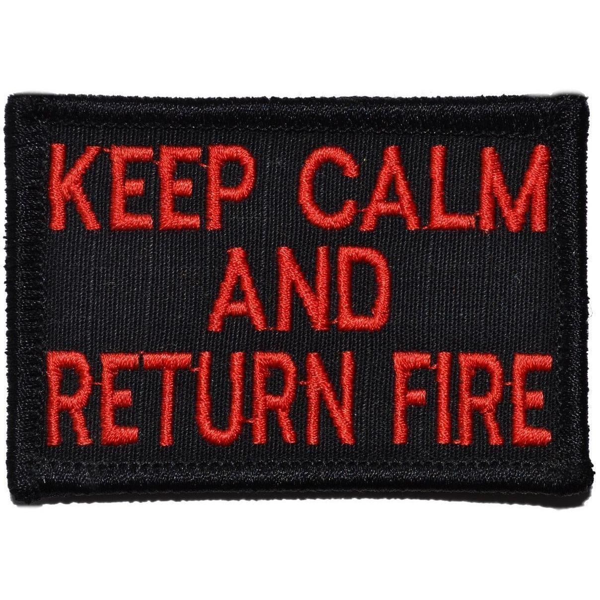 Tactical Gear Junkie Patches Black w/ Red Keep Calm and Return Fire - 2x3 Patch