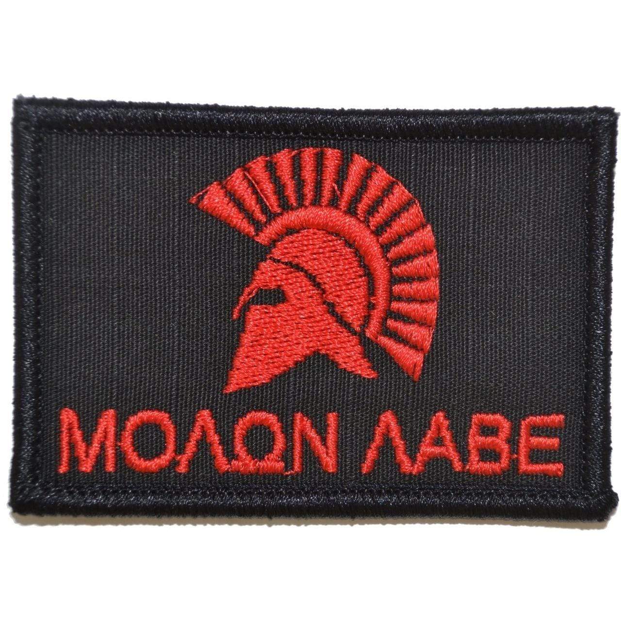 Tactical Gear Junkie Patches Black w/ Red Molon Labe Spartan Head - 2x3 Patch