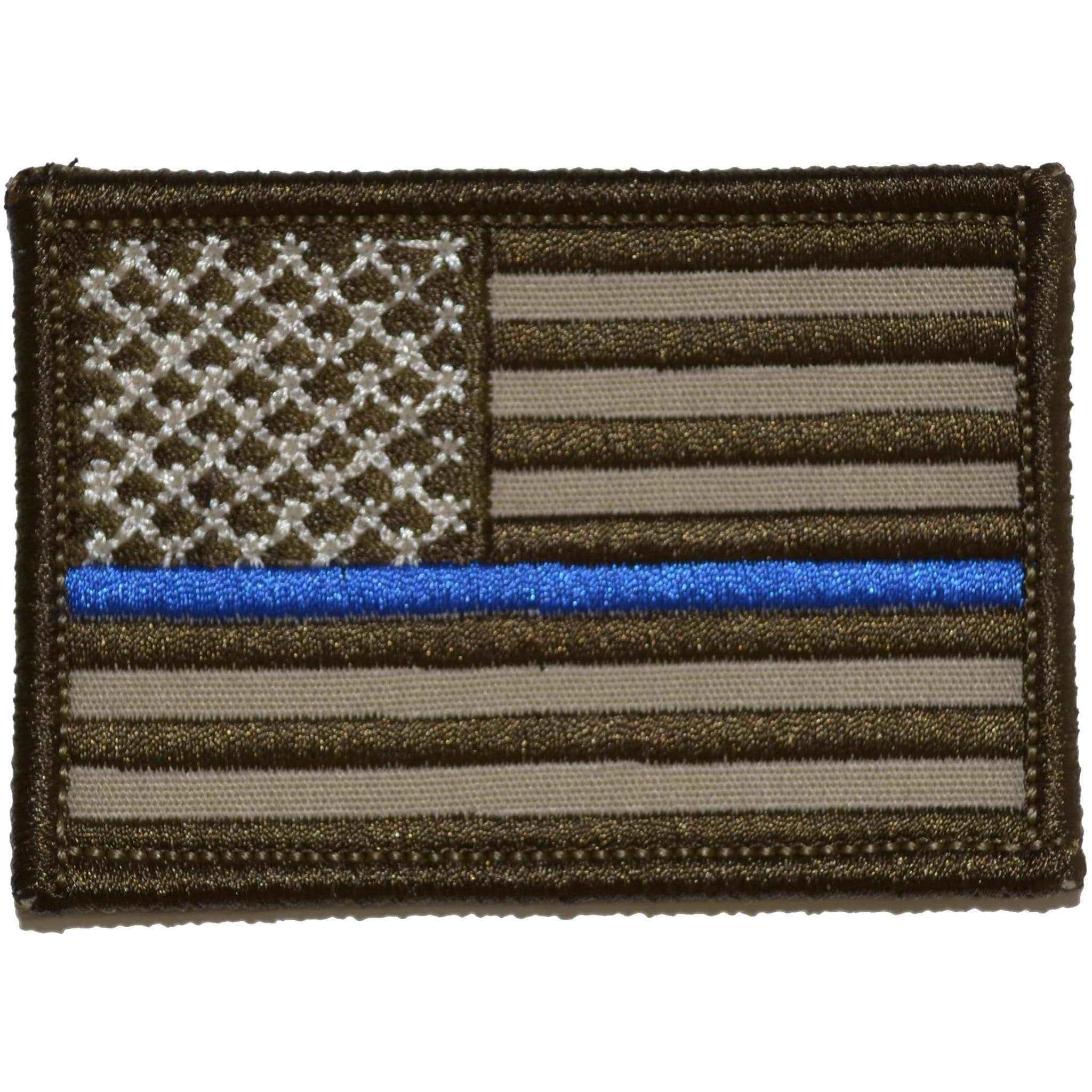 Tactical Gear Junkie Patches Coyote Brown Thin Blue Line Police USA Flag - 2x3 Patch