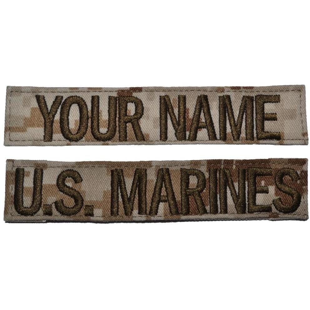 Tactical Gear Junkie Name Tapes 2 Piece Custom Name Tape Set w/ Hook Fastener Backing - Desert Marpat