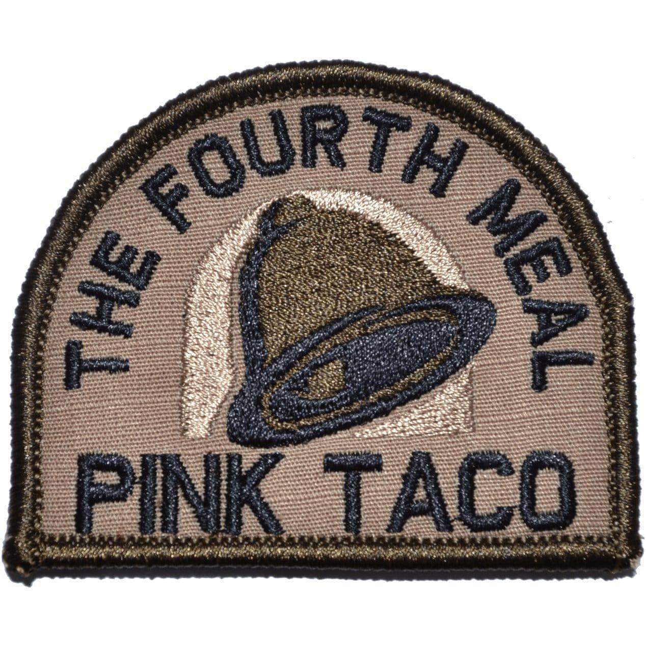 Tactical Gear Junkie Patches Coyote Brown w/ Black Pink Taco - The Fourth Meal - 3 inch Arch Patch