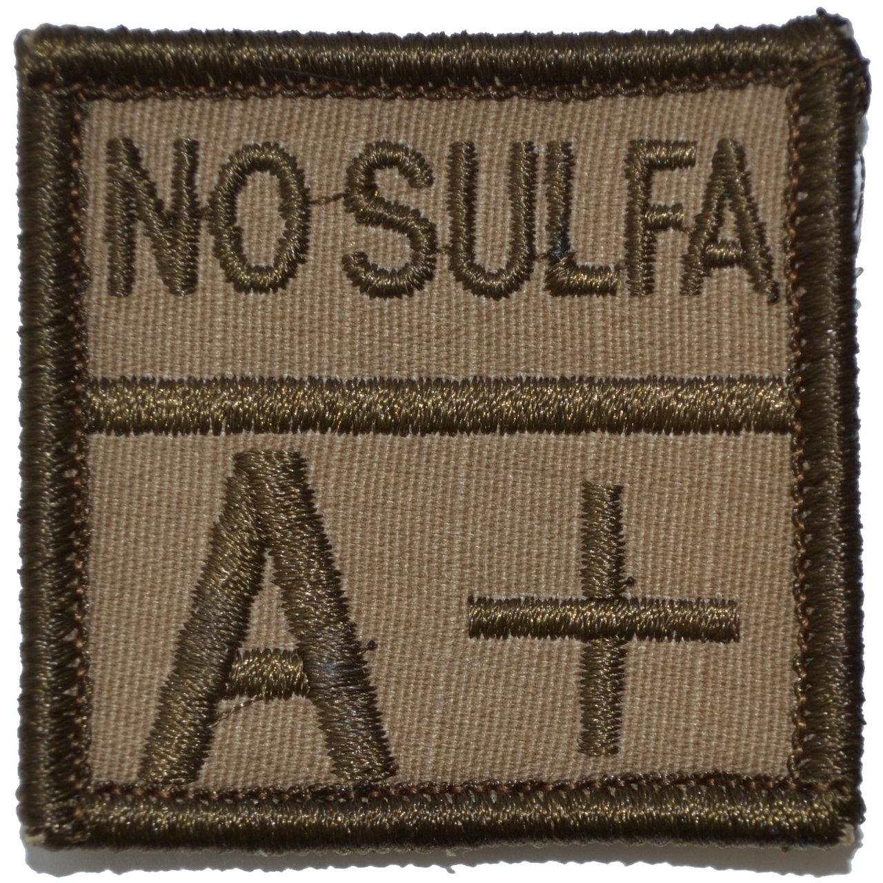 Tactical Gear Junkie Patches Coyote Brown Blood Type and Allergy - 2x2 Patch