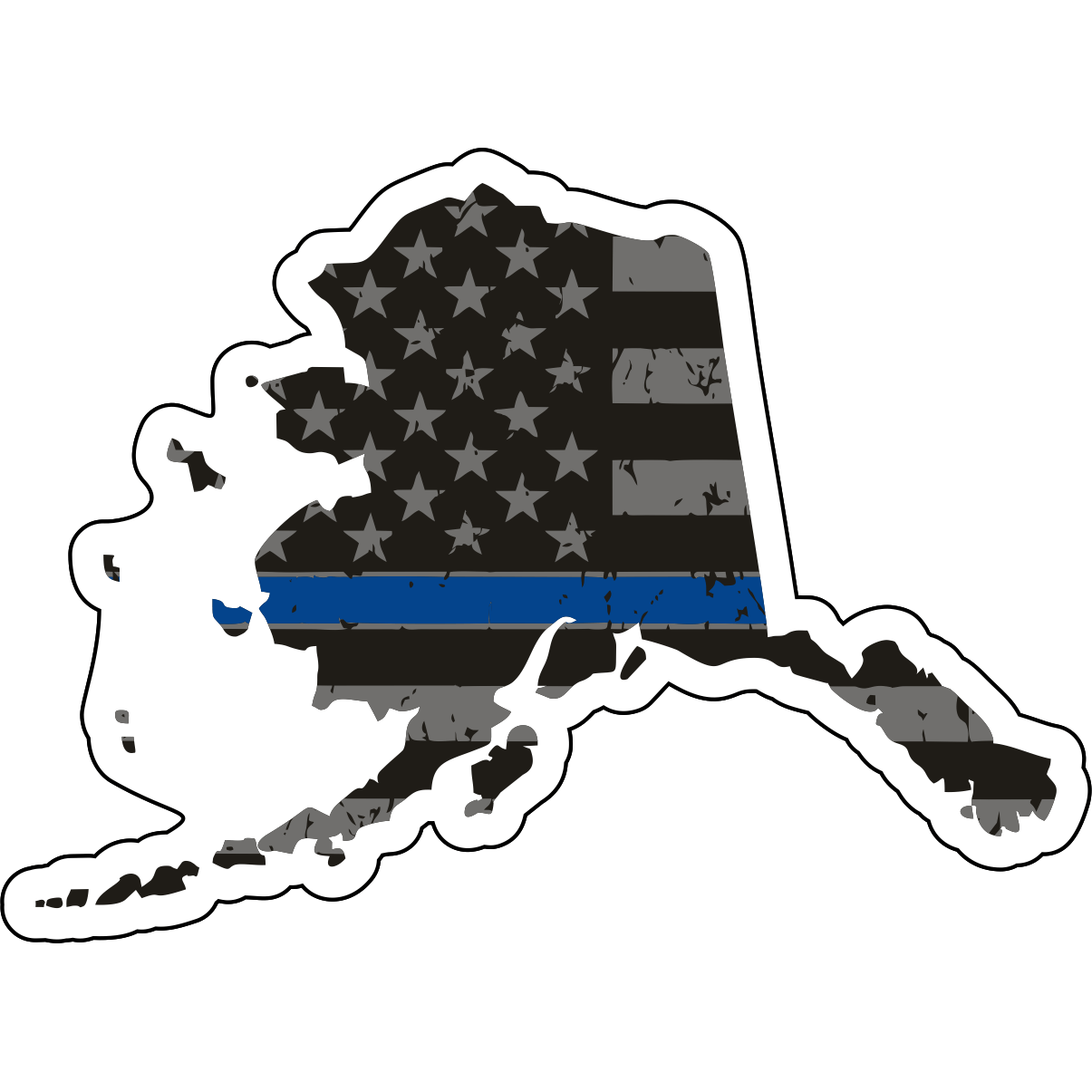 Tactical Gear Junkie Stickers Alaska Distressed Thin Blue Line State Sticker - Choose Your State