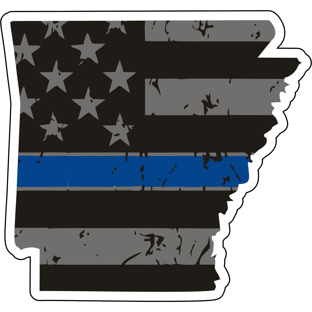 Tactical Gear Junkie Stickers Arkansas Distressed Thin Blue Line State Sticker - Choose Your State