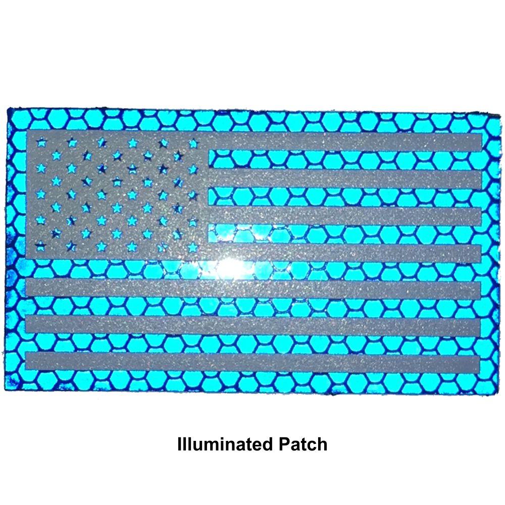 Tactical Gear Junkie Patches Reflective Printed Blue/White USA Flag - 2x3.5 Patch