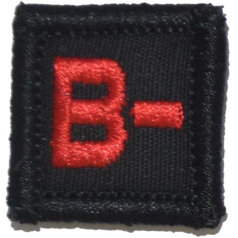 Tactical Gear Junkie Patches Black w/ Red Blood Type - 1x1 Patch