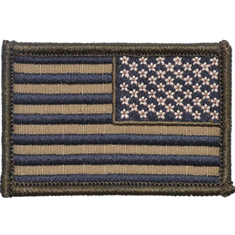 Tactical Gear Junkie Patches Right Face (Reverse) Coyote Brown US Flag with Black Stitching - 2x3 Patch
