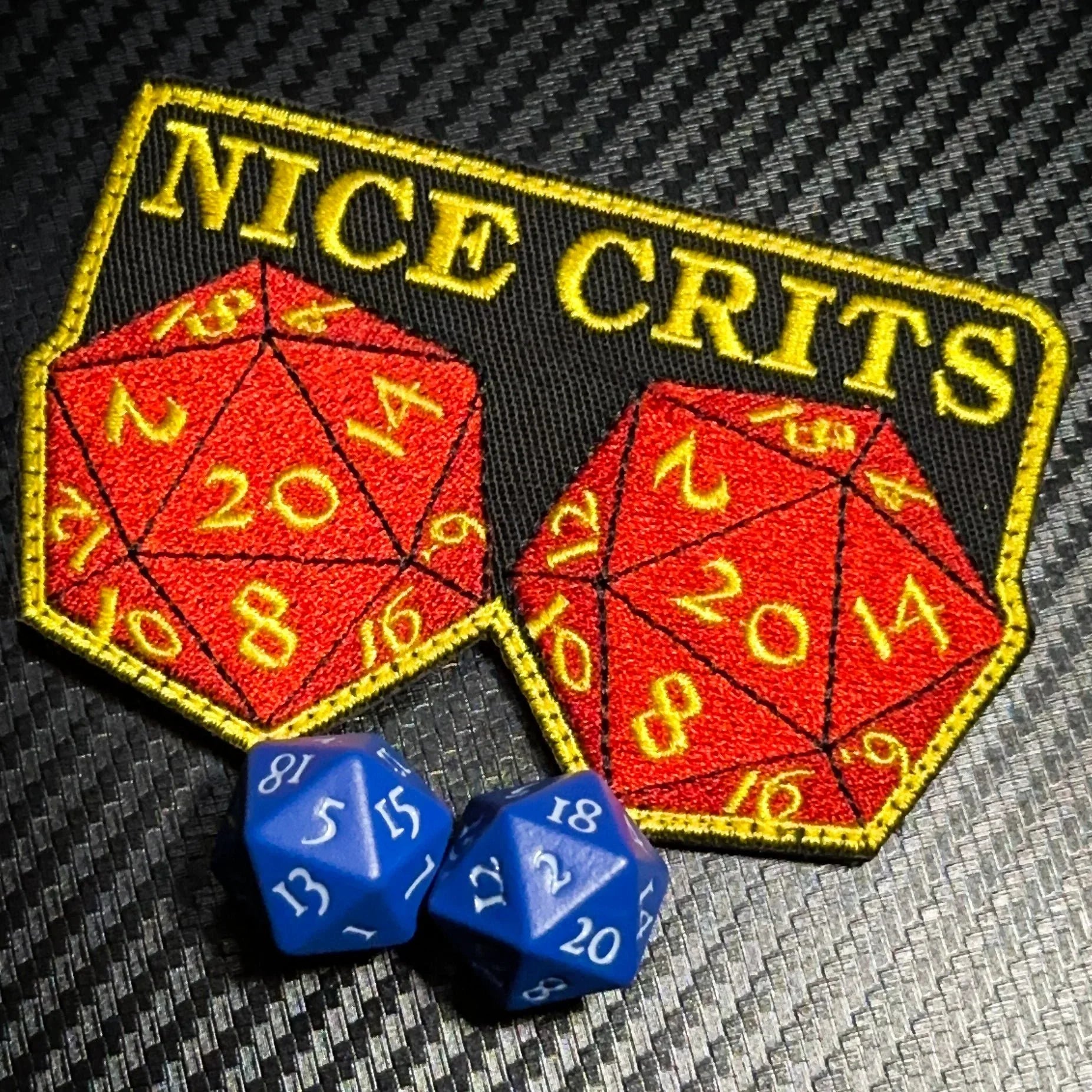 Nice Crits D&D - Roll a set of Natural 20 - Yes they are real - 2.5 x 3.75" Embroidered Patch