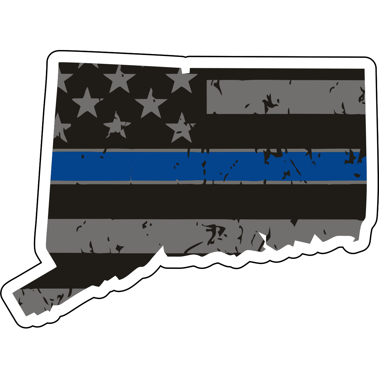 Tactical Gear Junkie Stickers Connecticut Distressed Thin Blue Line State Sticker - Choose Your State
