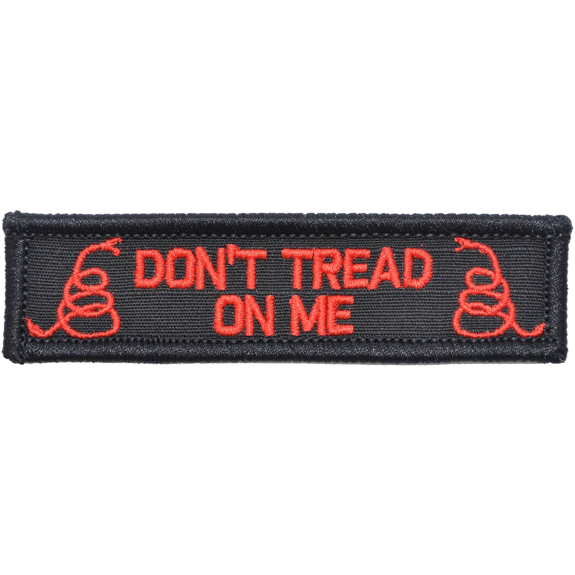 Tactical Gear Junkie Overstock Patches Black w/ Red Don't Tread on Me Gadsden Snake - 1x3.75 Patch - Overstock