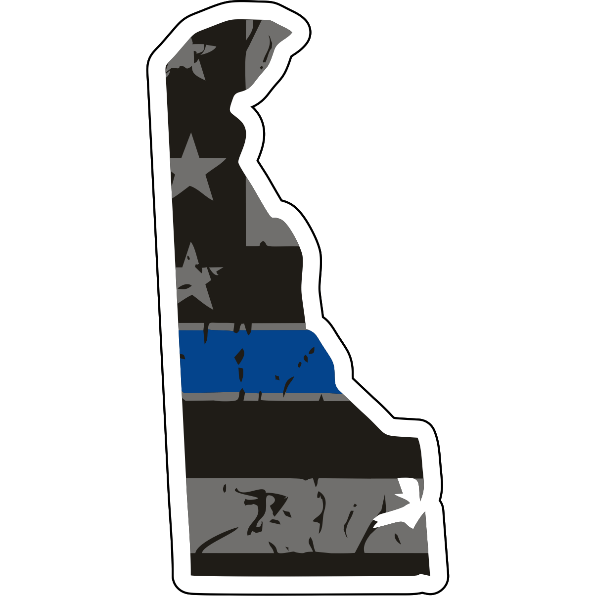 Tactical Gear Junkie Stickers Delaware Distressed Thin Blue Line State Sticker - Choose Your State