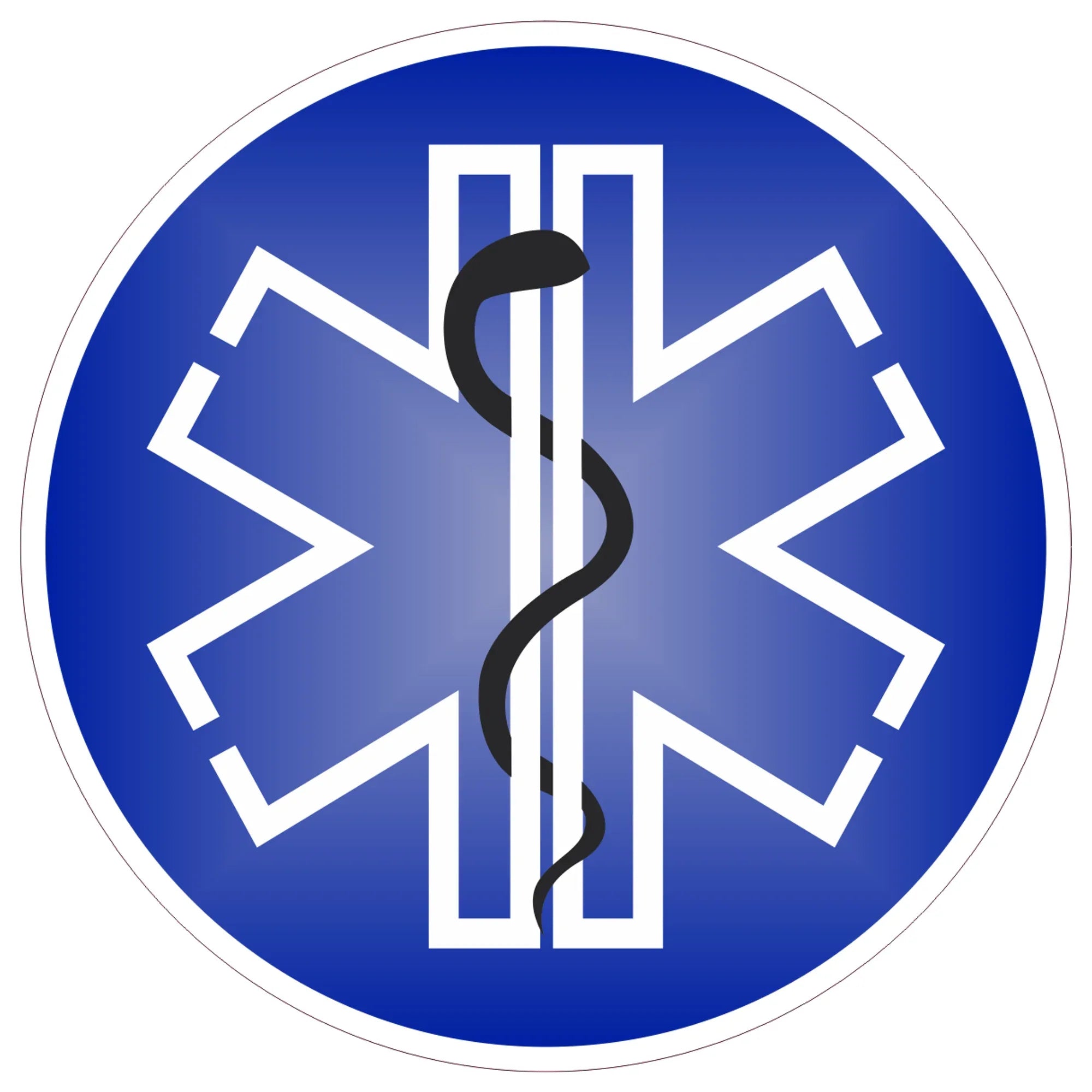 Tactical Gear Junkie Stickers Caduceus Staff Star Of Life Blue Background Black Snake - 4 inch Sticker