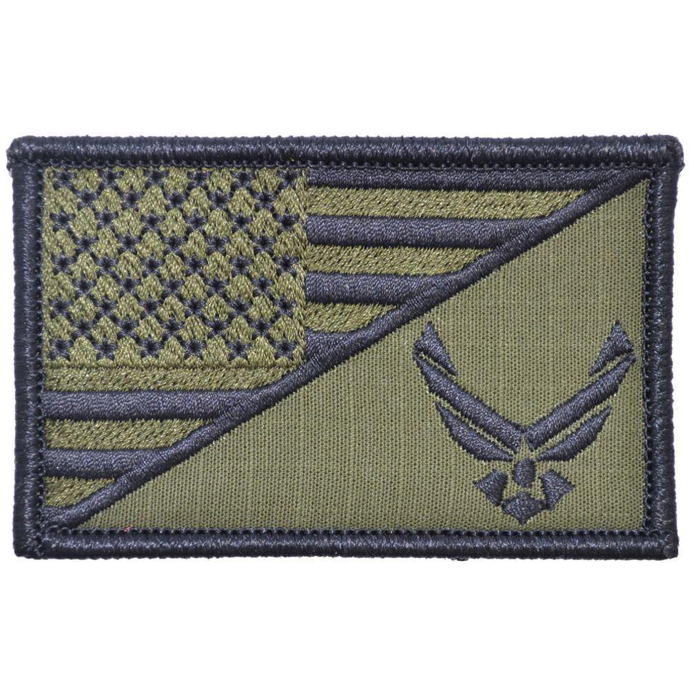 Tactical Gear Junkie Patches Olive Drab U.S. Air Force Emblem USA Flag - 2.25x3.5 Patch