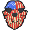 Patch PVC Tactique « Skull America Flag » - Noir Mat - 9x5 Cm - Velcro Crochet - Pour Uniforme, Gilet, Sac - 4