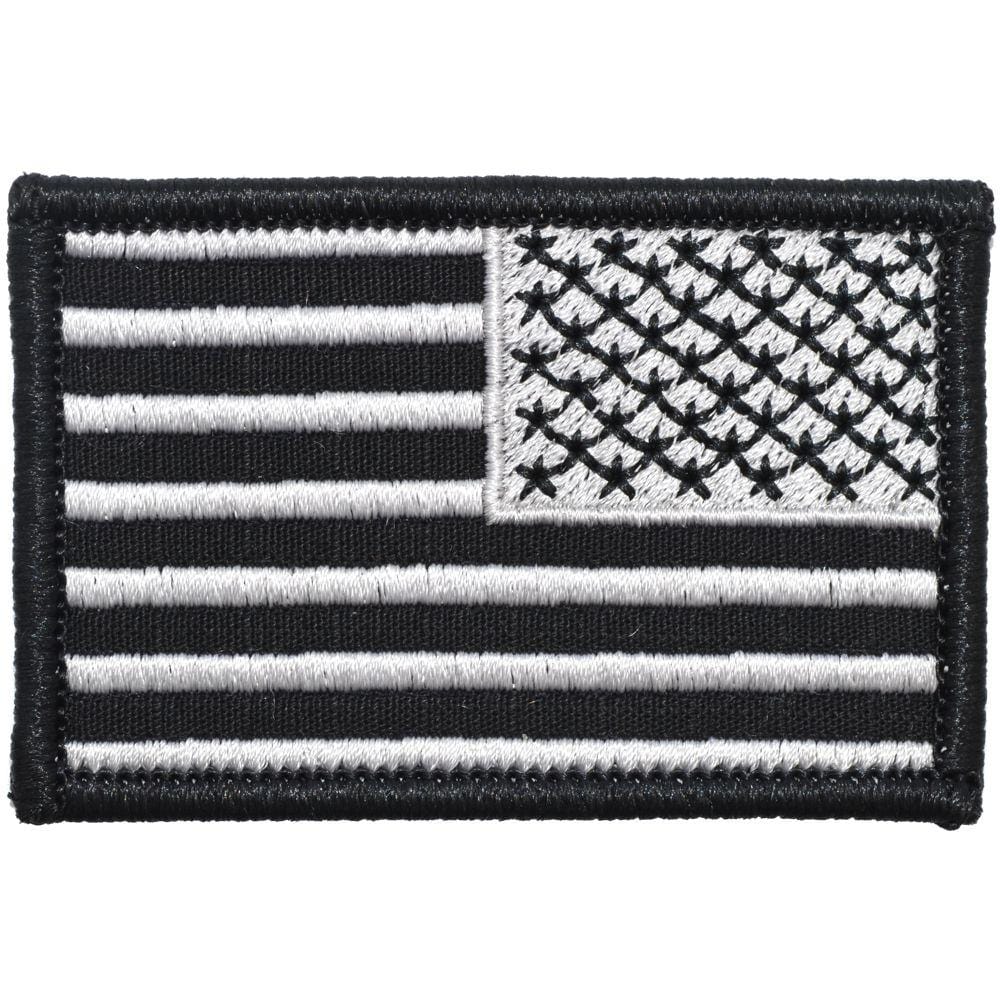 Tactical Gear Junkie Patches Right Face (Reverse) Black US Flag Patch 2x3 - Silver Stitching