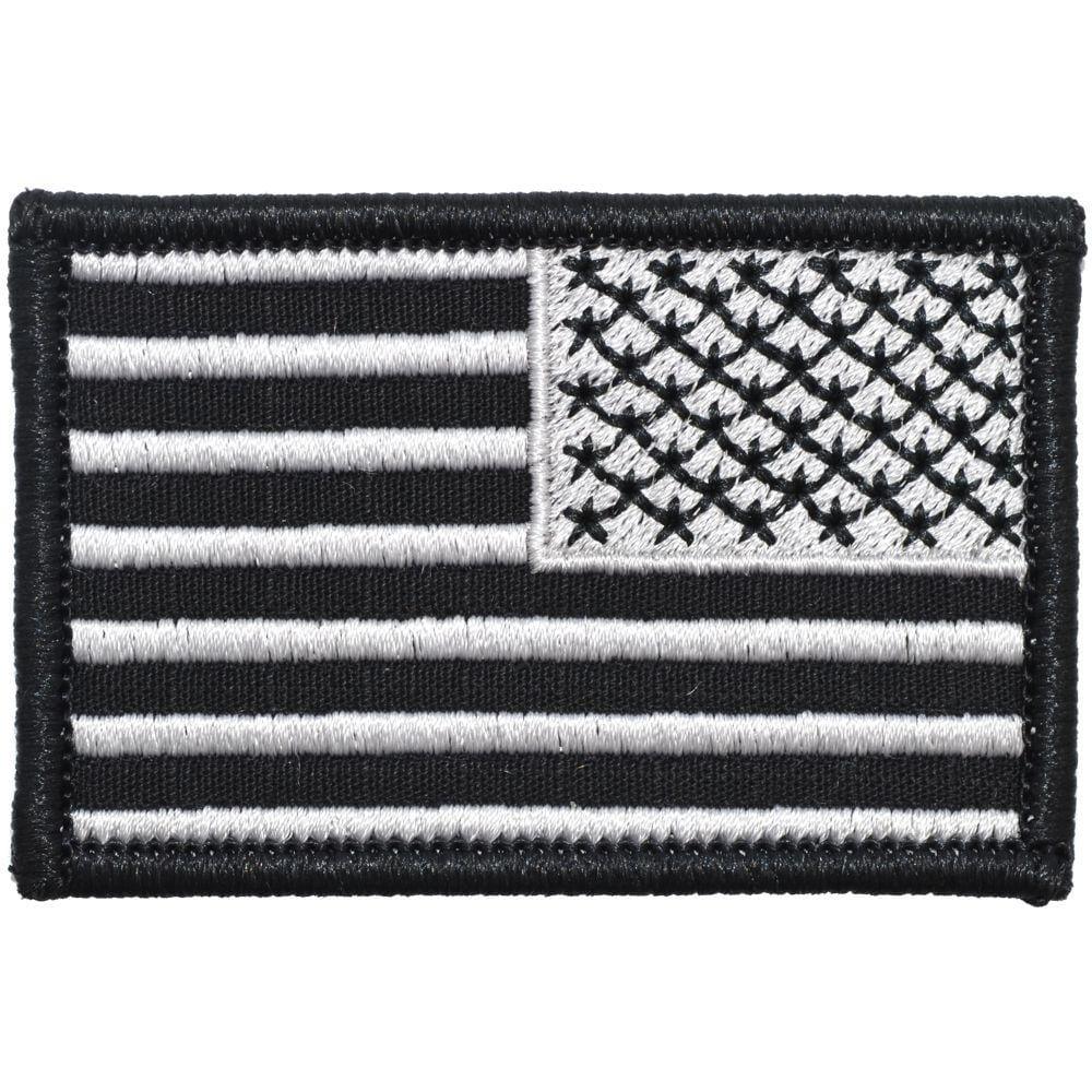 Tactical Gear Junkie Patches Right Face (Reverse) Black US Flag Patch 2x3 - Silver Stitching