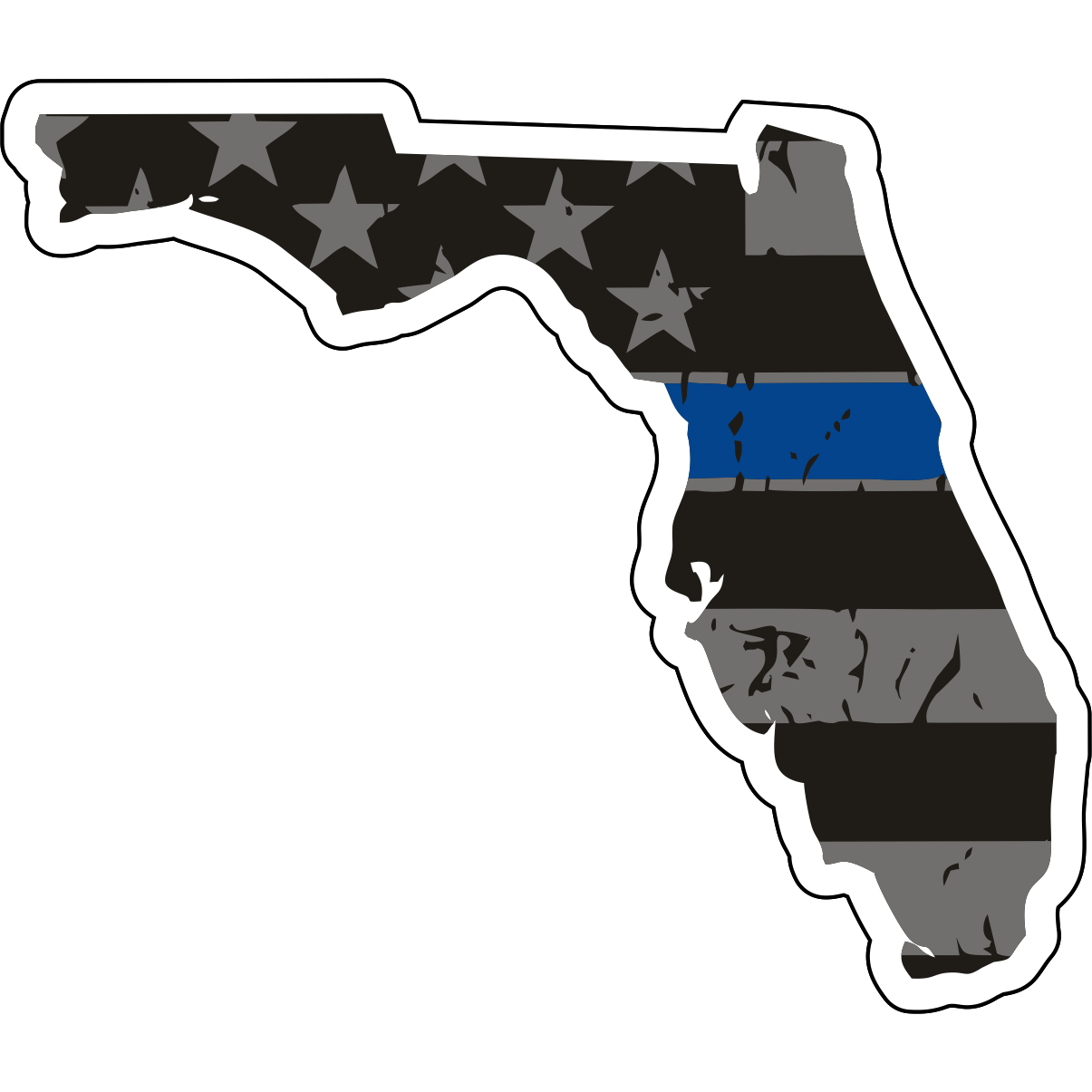 Tactical Gear Junkie Stickers Florida Distressed Thin Blue Line State Sticker - Choose Your State