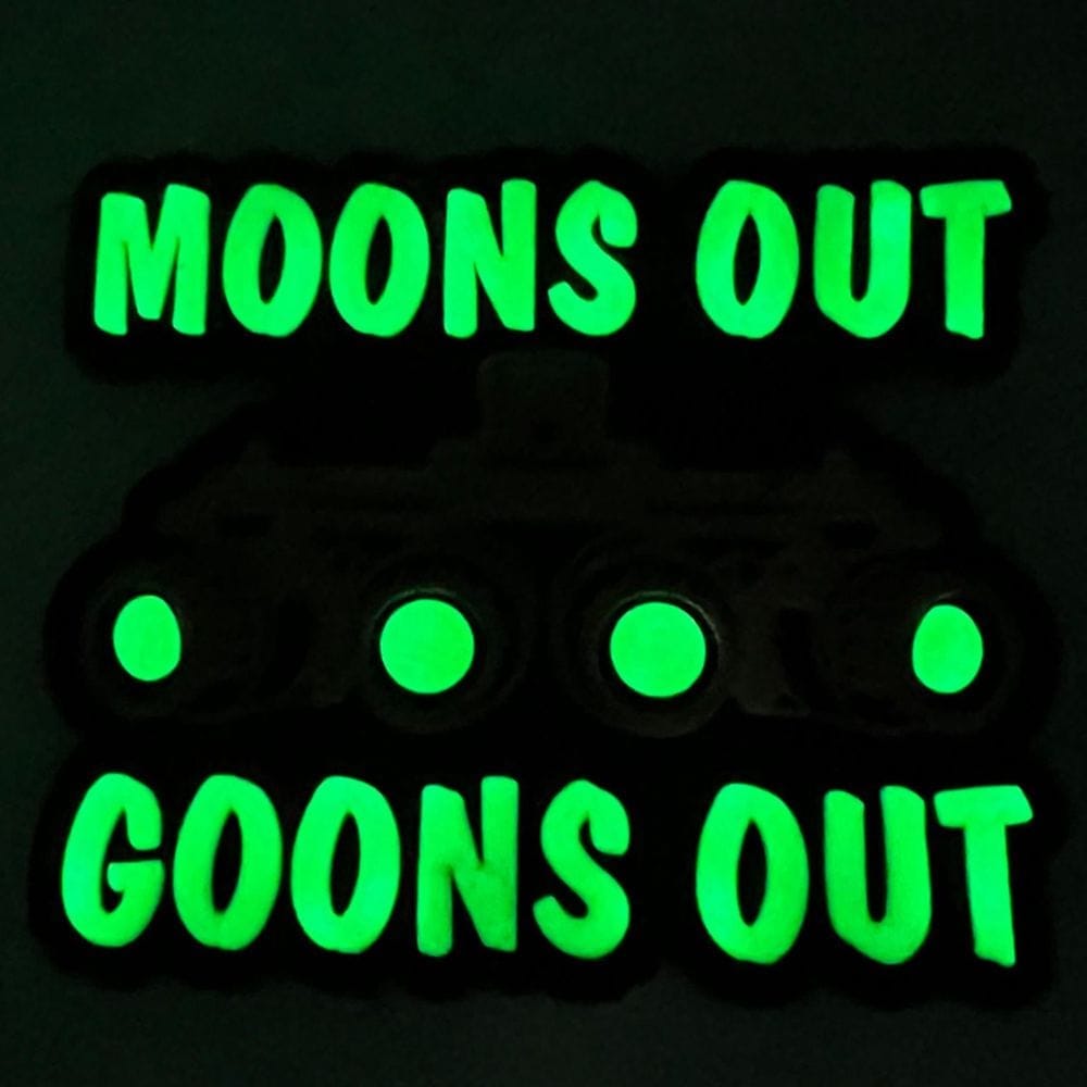 Tactical Gear Junkie Patches Moons Out Goons Out - Glow in the Dark - PVC Patch