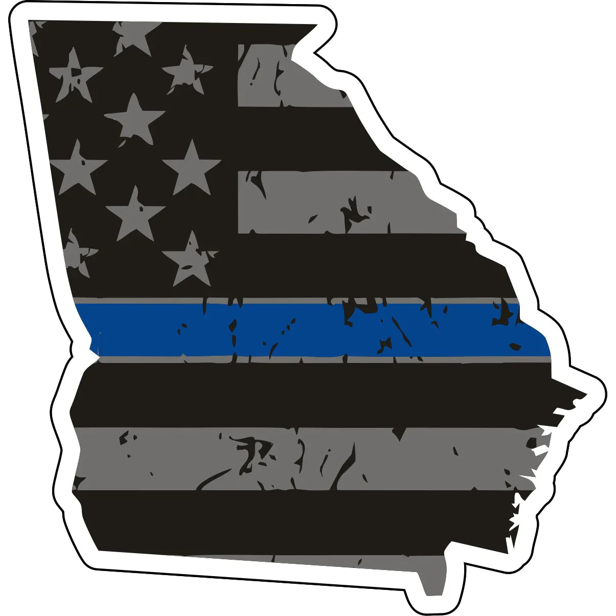 Tactical Gear Junkie Stickers Georgia Distressed Thin Blue Line State Sticker - Choose Your State
