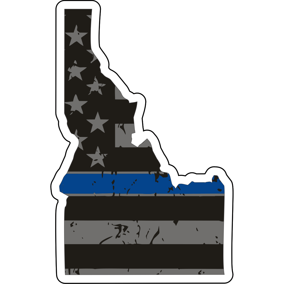 Tactical Gear Junkie Stickers Idaho Distressed Thin Blue Line State Sticker - Choose Your State
