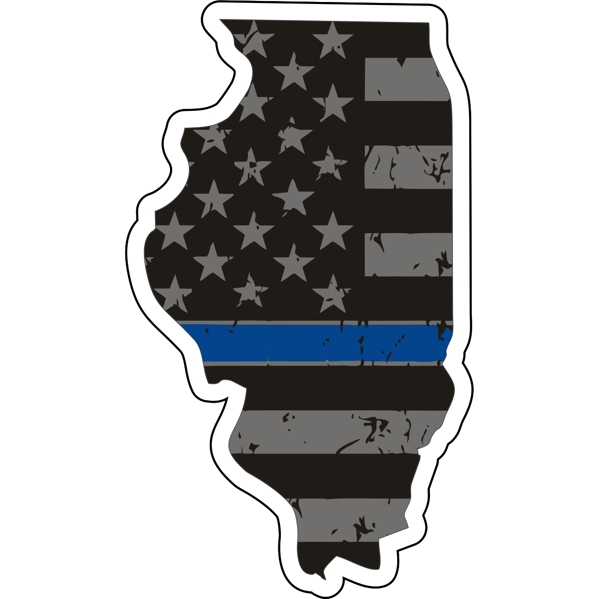 Tactical Gear Junkie Stickers Illinois Distressed Thin Blue Line State Sticker - Choose Your State