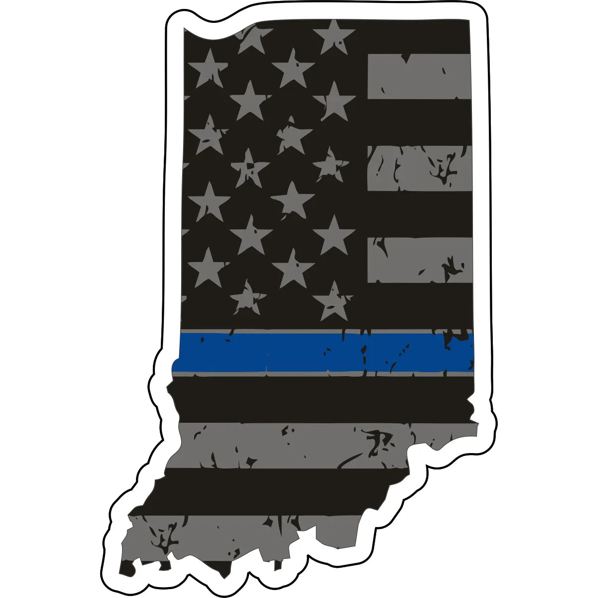 Tactical Gear Junkie Stickers Indiana Distressed Thin Blue Line State Sticker - Choose Your State