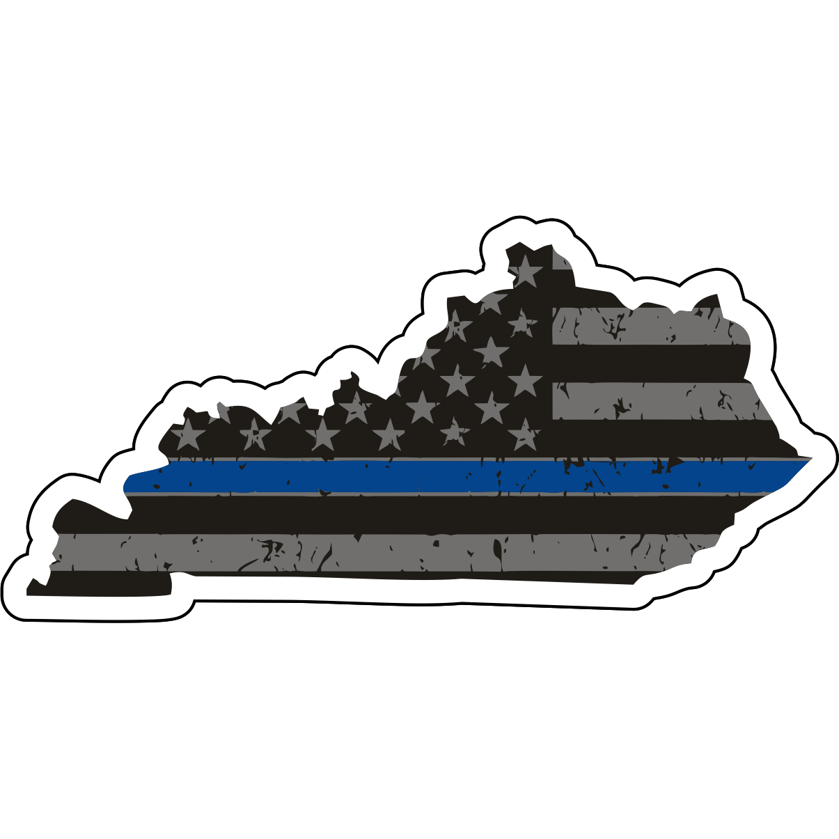 Tactical Gear Junkie Stickers Kentucky Distressed Thin Blue Line State Sticker - Choose Your State