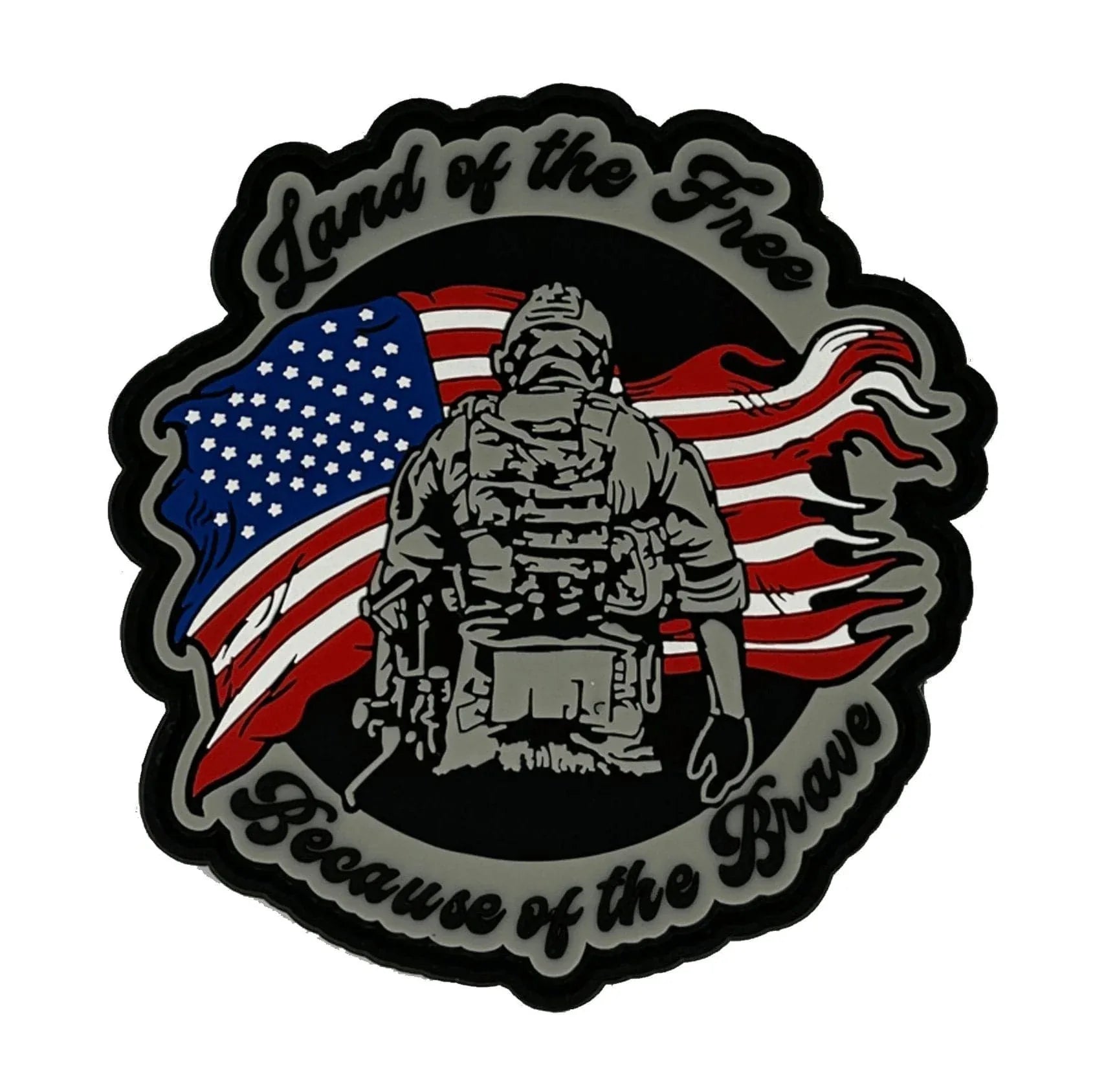 Tactical Gear Junkie Patches Full Color Land of the Free Because of the Brave - 3.75 inch PVC Patch