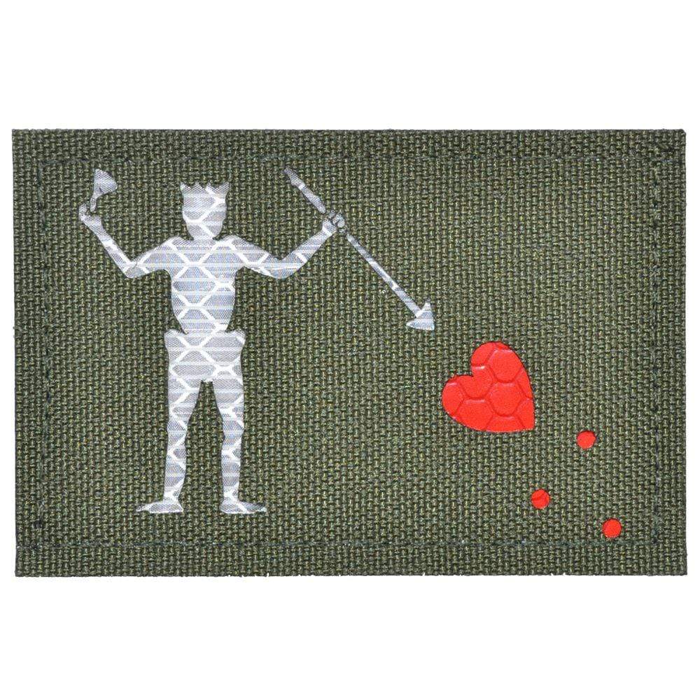 Tactical Gear Junkie Patches Olive Drab CORDURA® Laser Cut Reflective Edward Teach Blackbeard Pirate Flag- 2x3 CORDURA® Patch