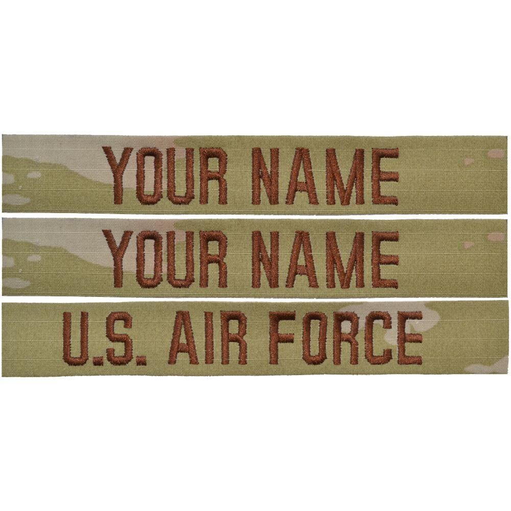 Tactical Gear Junkie Name Tapes Spice Brown 3 Piece Custom Air Force Name Tape Set - SEW ON - 3-Color OCP