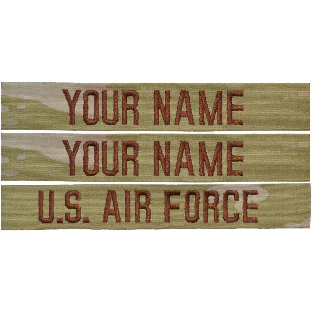 Tactical Gear Junkie Name Tapes Spice Brown 3 Piece Custom Air Force Name Tape Set - SEW ON - 3-Color OCP