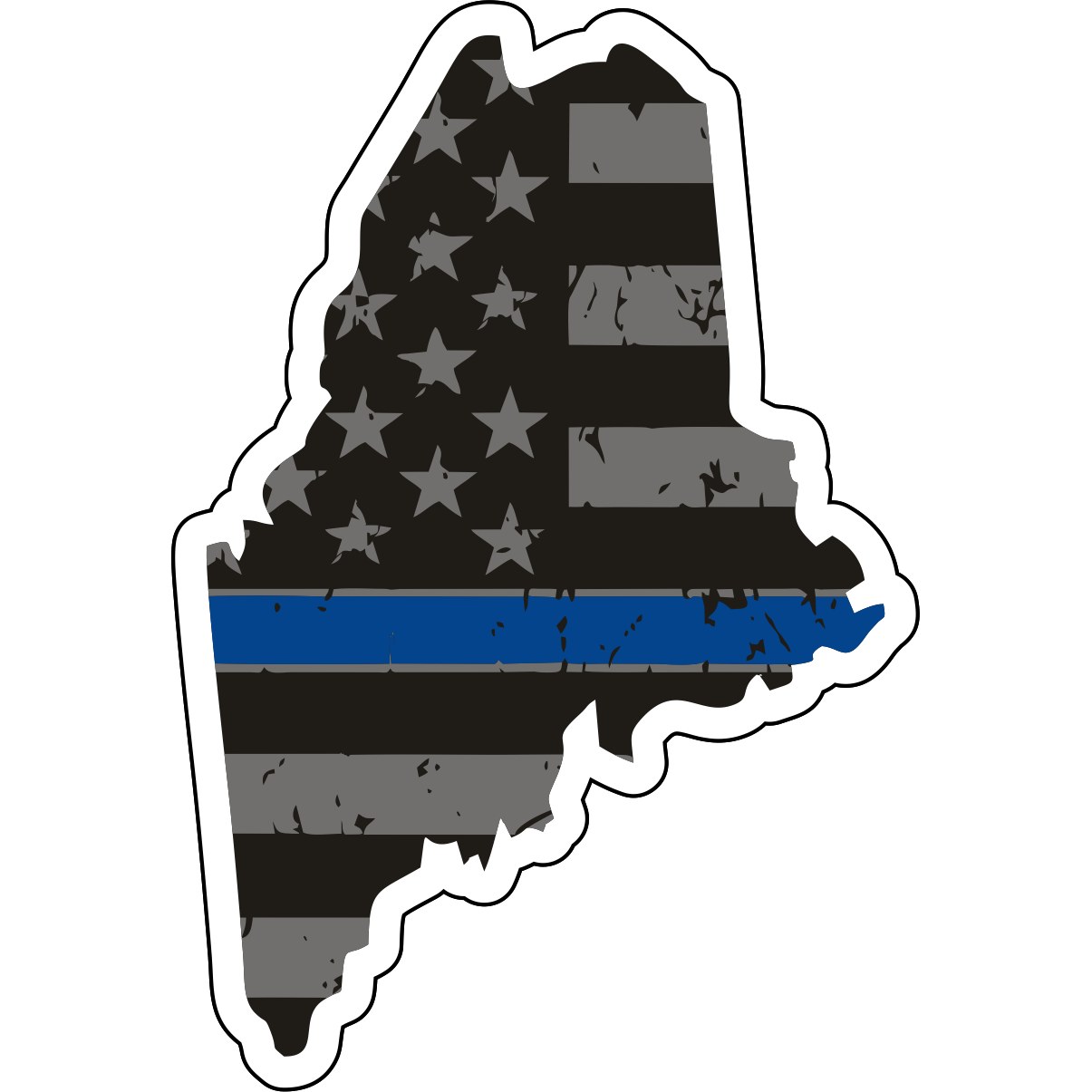 Tactical Gear Junkie Stickers Maine Distressed Thin Blue Line State Sticker - Choose Your State