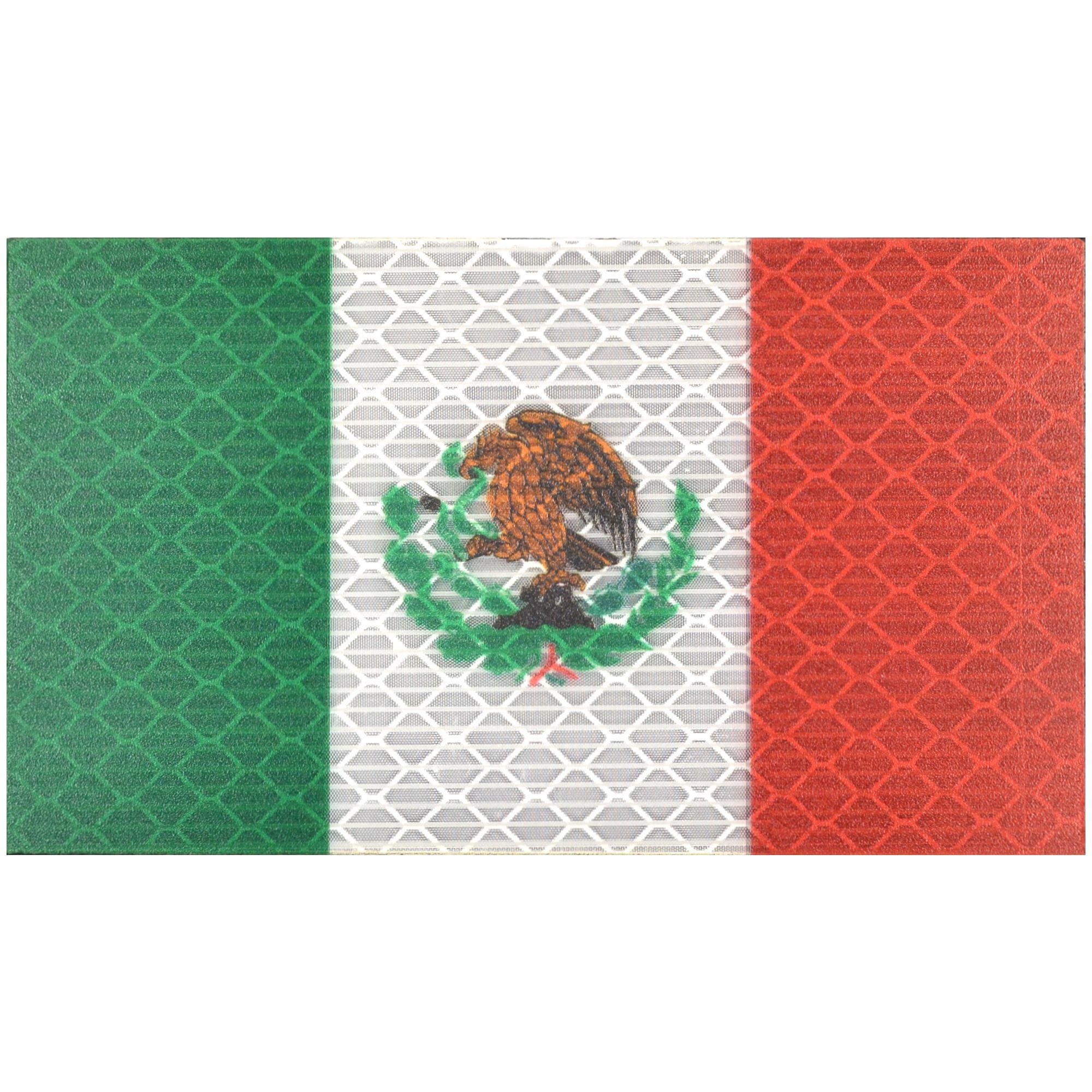 Reflective Mexico Flag - 2x3.5 Patch