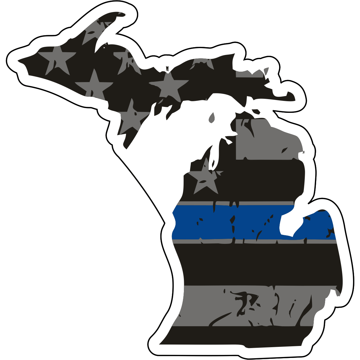 Tactical Gear Junkie Stickers Michigan Distressed Thin Blue Line State Sticker - Choose Your State