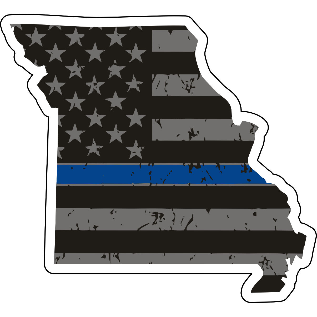 Tactical Gear Junkie Stickers Missouri Distressed Thin Blue Line State Sticker - Choose Your State