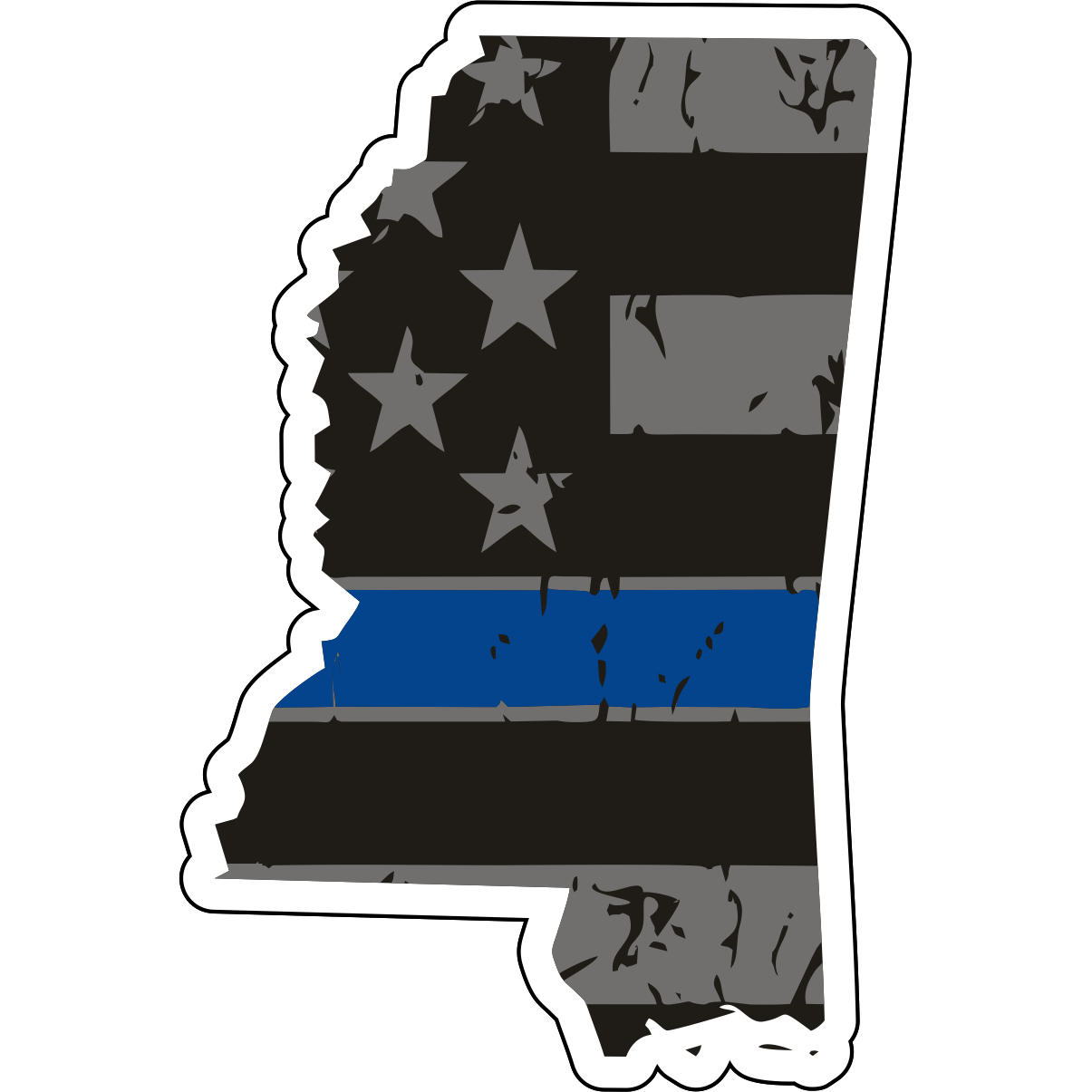 Tactical Gear Junkie Stickers Mississippi Distressed Thin Blue Line State Sticker - Choose Your State