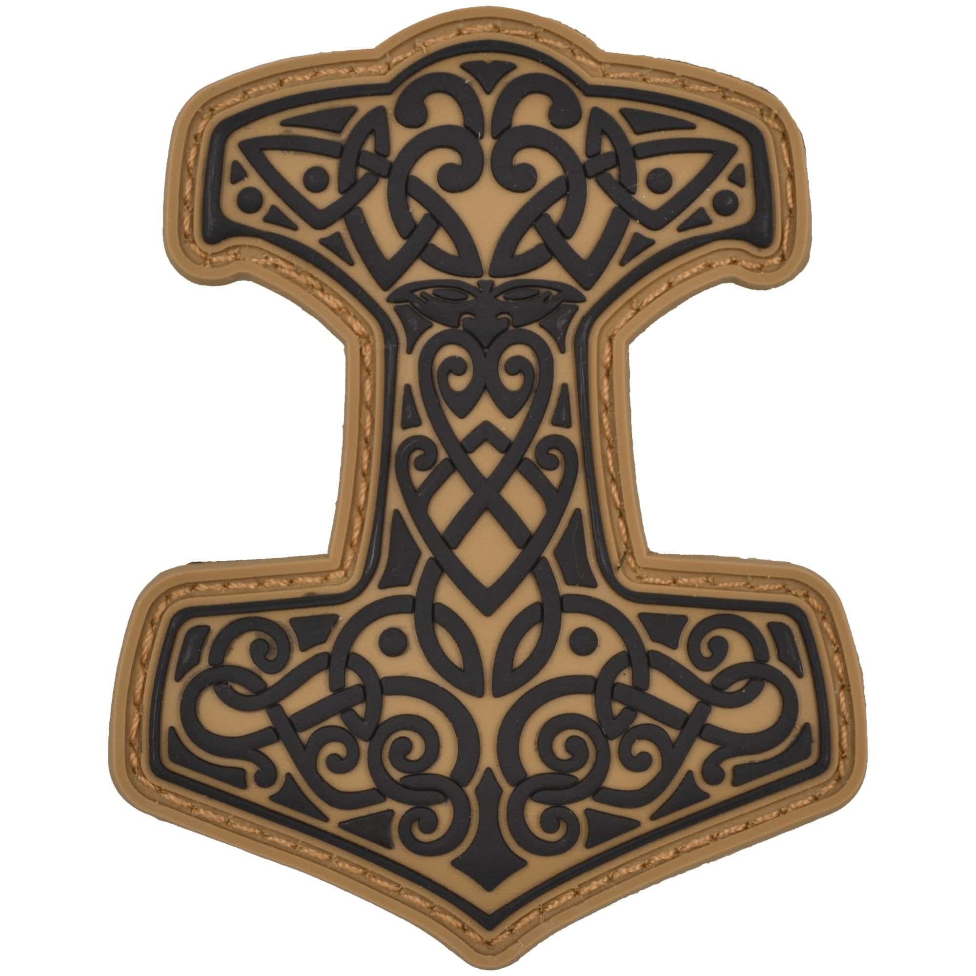 Tactical Gear Junkie Patches Coyote Brown w/ Black Mjölnir Thor's Hammer Norse Viking - 2.5x3 PVC Patch - Multiple Colors