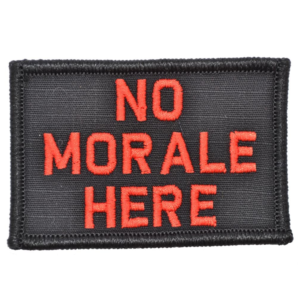 Tactical Gear Junkie Patches Black w/ Red No Morale Here - 2x3 Patch